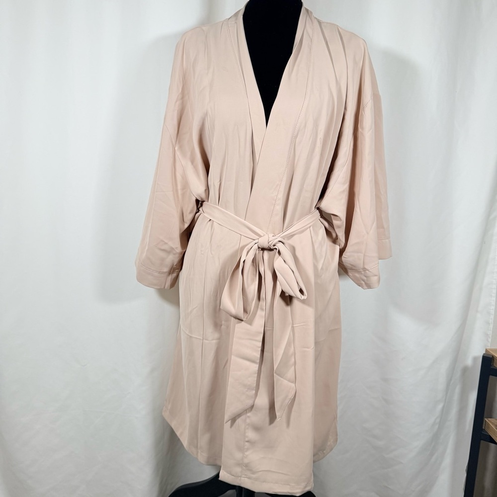 Birdy Grey Light Blush Kimono Robe with Tie Waist